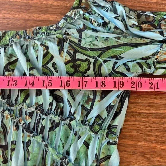 One World Jungle Ruffled Bell Sleeve Top  M - Picture 8 of 12